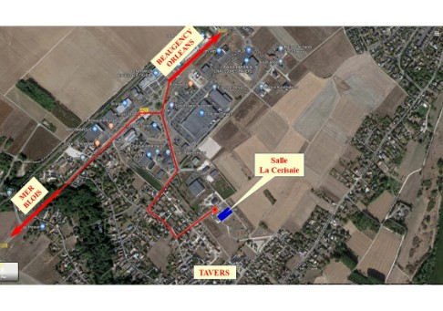 Plan d'accès salle de la Cerisaie Tavers